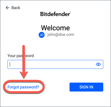 How to reset the password when you don't have access to your Bitdefender Central account
