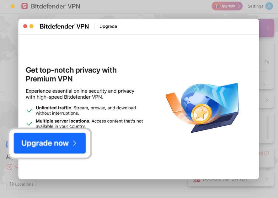 Upgrade now to Premium VPN on Mac