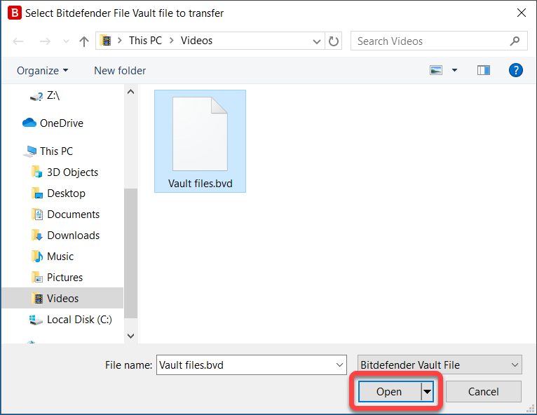 retrieve the content of Bitdefender File Vaults 2