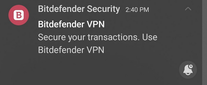Banking notifications: Secure your transactions. Use Bitdefender VPN