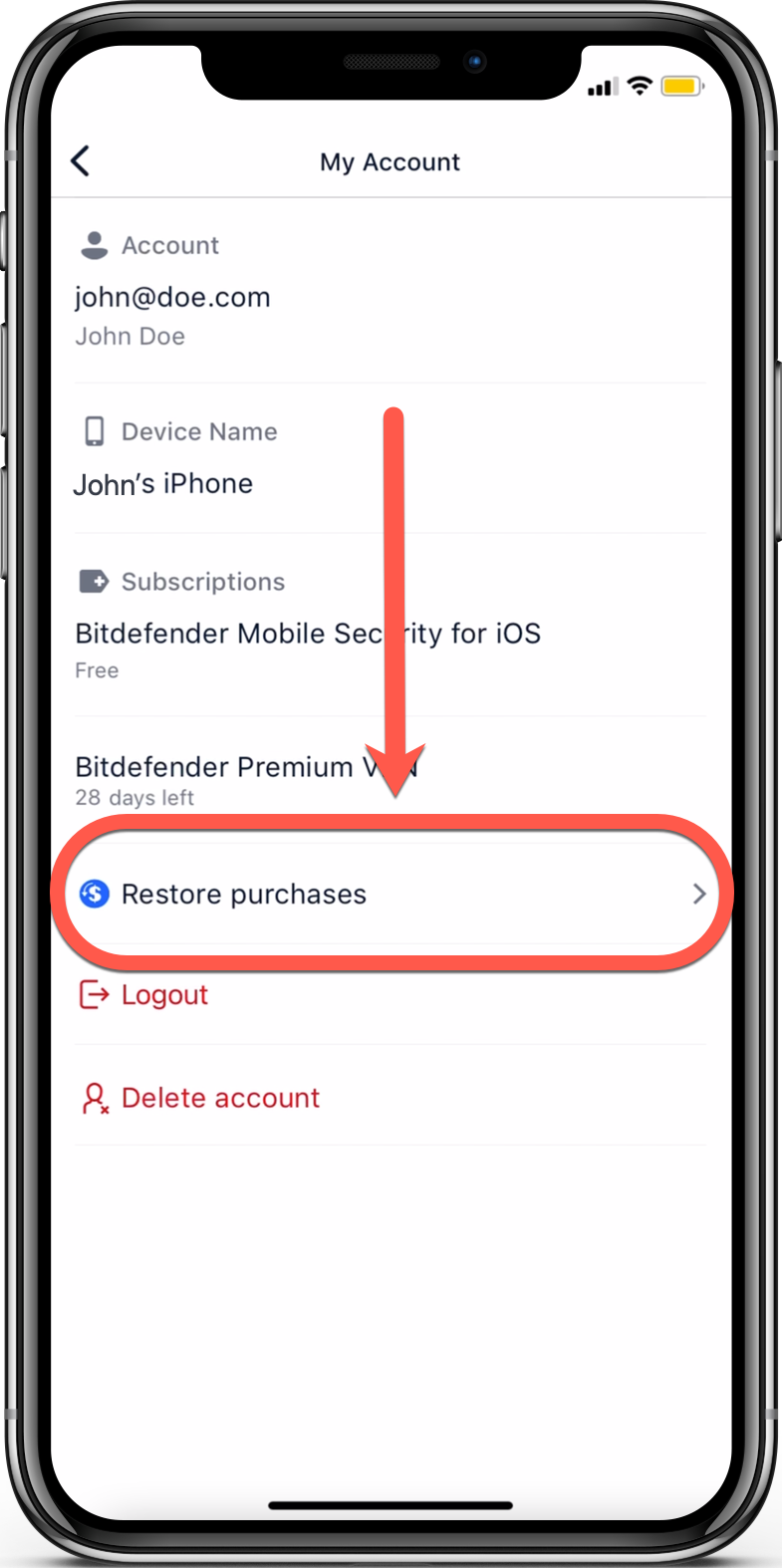 Restore purchases BMS