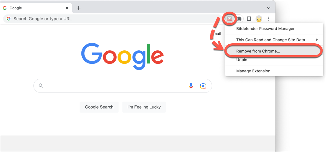 Uninstall Bitdefender Password Manager in Chrome