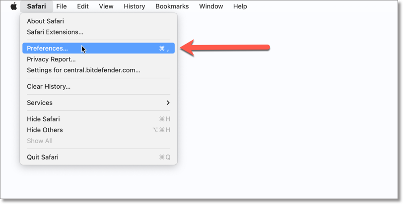 Go to Preferences to start exporting the HAR file