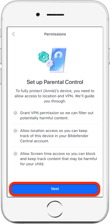 Bitdefender Parental Control upgrade on iOS - Next