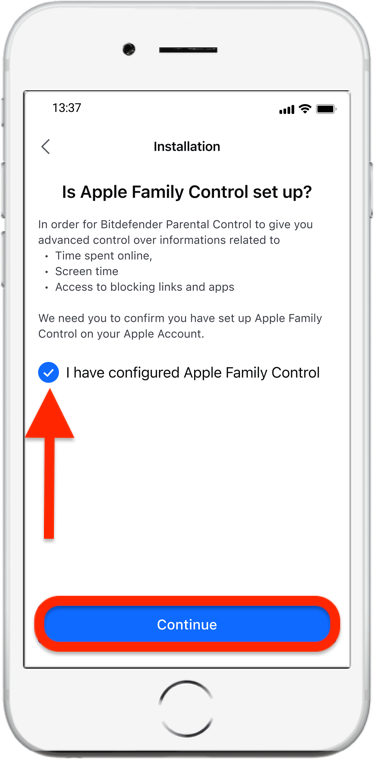 I have configured Apple Family Control