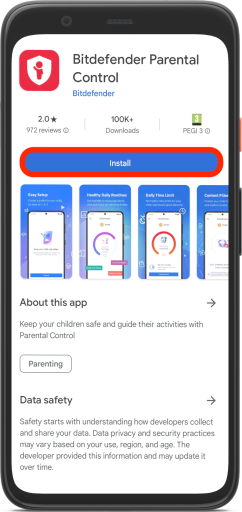 Install Bitdefender Parental Control for Android